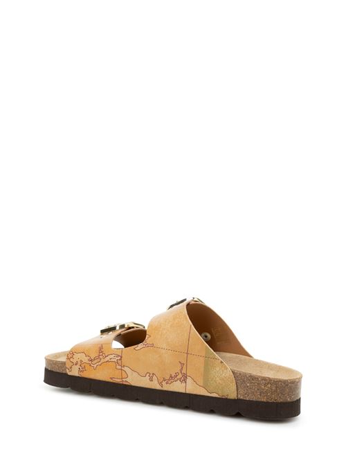 Double band sandals in eco nappa with Geo Classic print. Natural ALVIERO MARTINI | Z081397500010